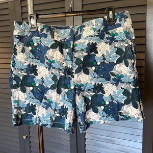 Blue, green and white floral shorts LOFT